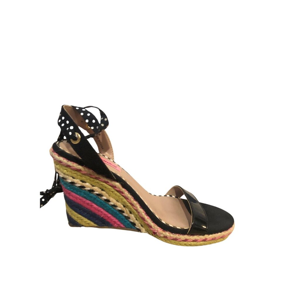Betsey Johnson Pima Espadrille Polka Dot Rainbow wedge sandals size 8